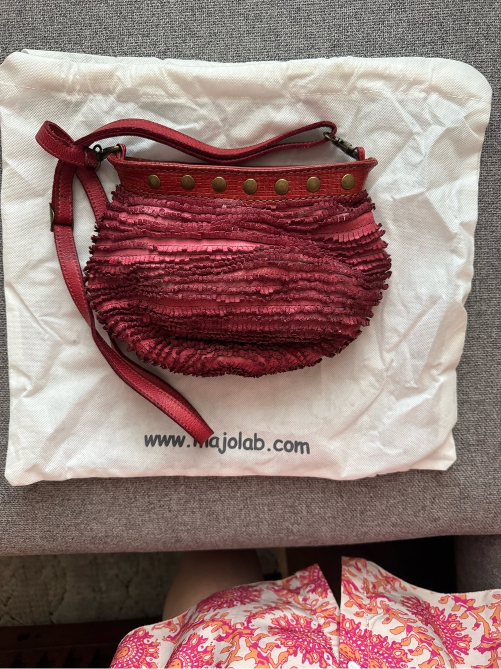 Red Textured Ruffle Crossbody Bag - Picture 2 of 2